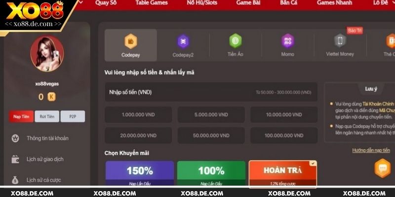 Lưu ý cần nhớ để nạp tiền XO88 thành công